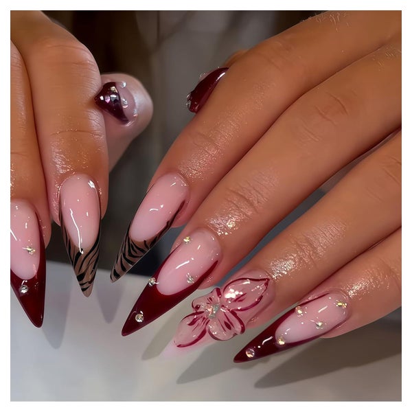Press On Nails Acryl Long Almond Braun Leopardenprint style- 1 St