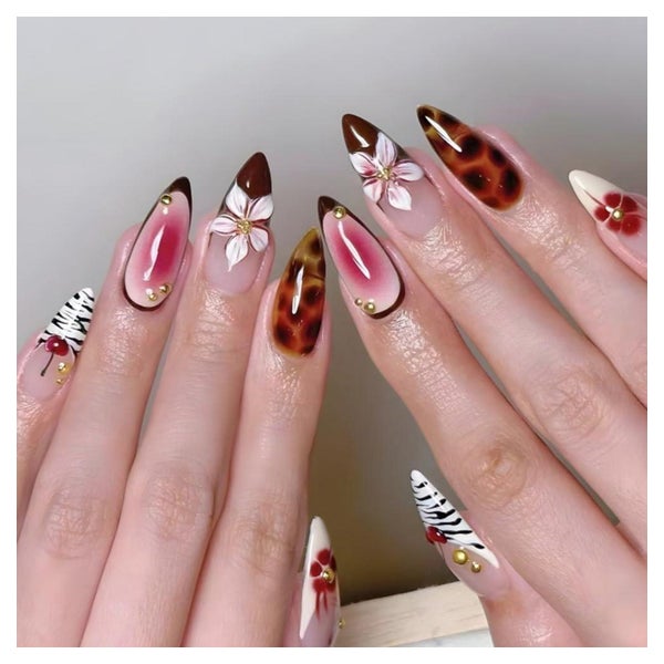 Nägel Press On French Tip Mandel Full Cover Acryl 24 Stück R 1 St