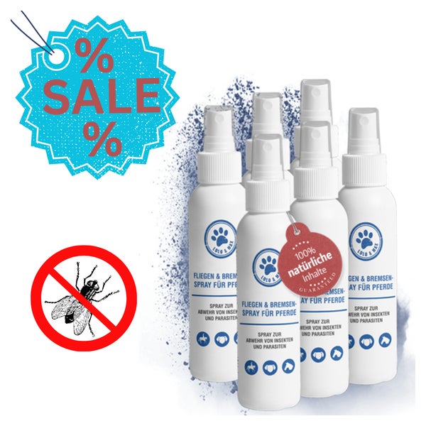 6x Fliegen & Bremsenspray für Pferde,Reiter&Hund 190ml 1140 ml