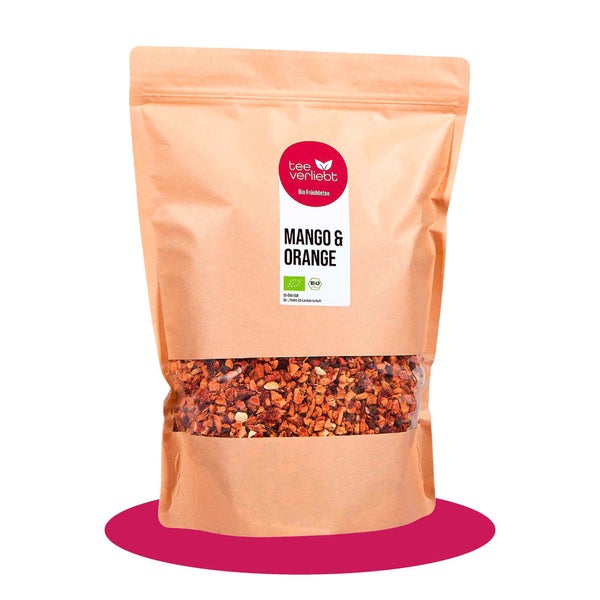 teeverliebt - Mango & Orange Bio loser Früchtetee Großpackung I Tropisch-fruchtig mit Mango & Orange | 1kg 1000 g