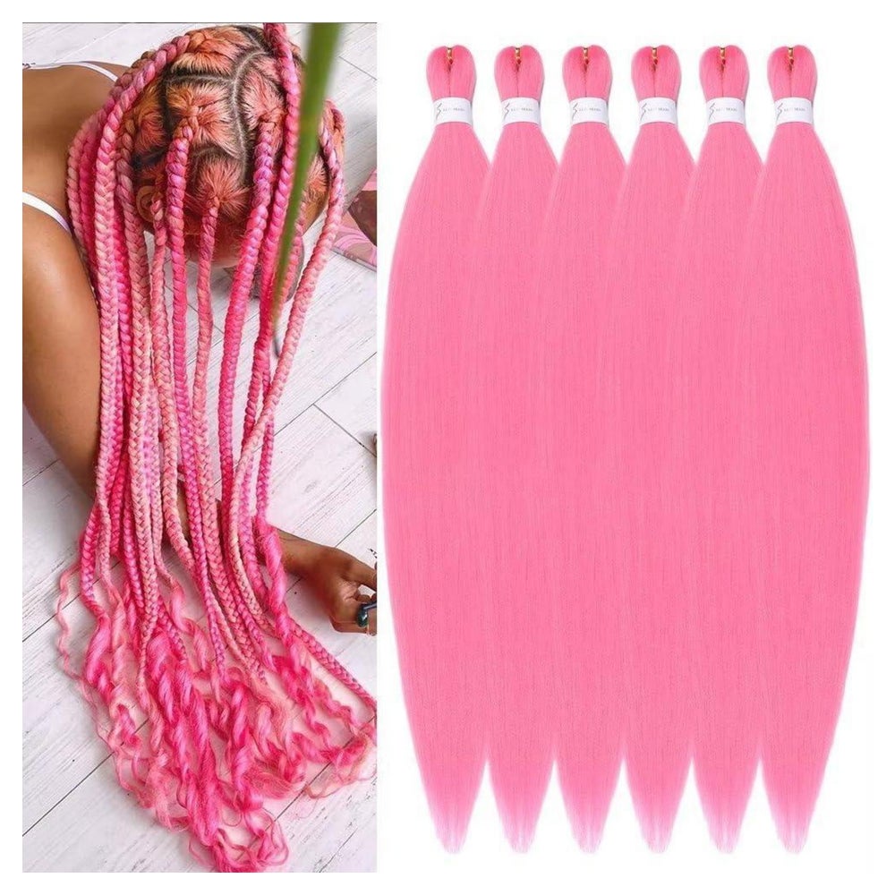 Haarverlängerung Kunsthaar Braids 81cm 32 Zoll 6er pack Pink 1 St