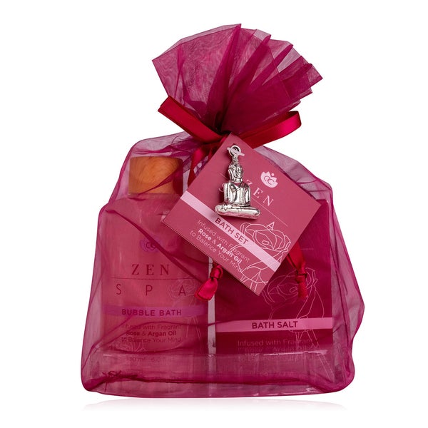 Accentra 2-teiliges ZEN SPA Wellness-Set mit Rosen- und Arganöl im Geschenkbeutel 300 ml