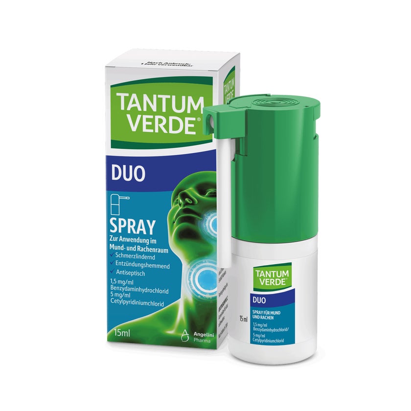 Tantum Verde Duo 1,5mg/ml+5mg/ml Spray Anw.mundhö. 15 ml online kaufen ...