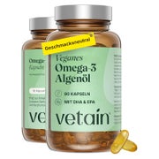VETAIN Omega 3 Vegan Kapseln - Aus Algenöl - Mit DHA + EPA 180 St