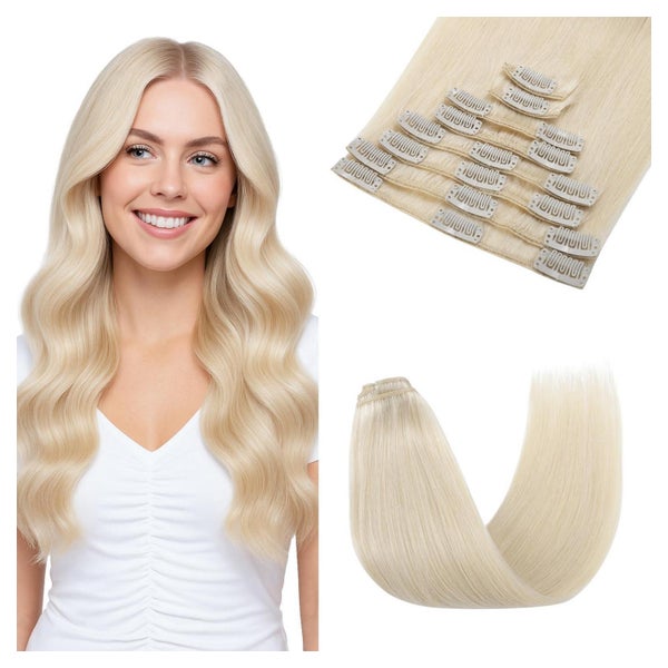 Haarverlängerung Echthaar Clip Extensions 60 Platinblond 60c 1 St