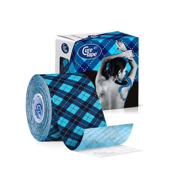 CureTape Kinesiotapes Kinesiologie Tape Tartan Blau 1 St