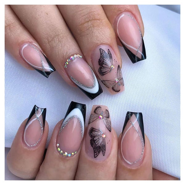 Künstliche Falsche Nägel Press on Nails, 24 Stück French Sch 1 St