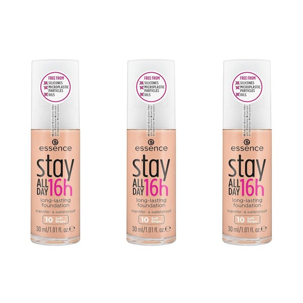 essence stay ALL DAY 16h long-lasting Foundation 10 3er Pack 90 ml