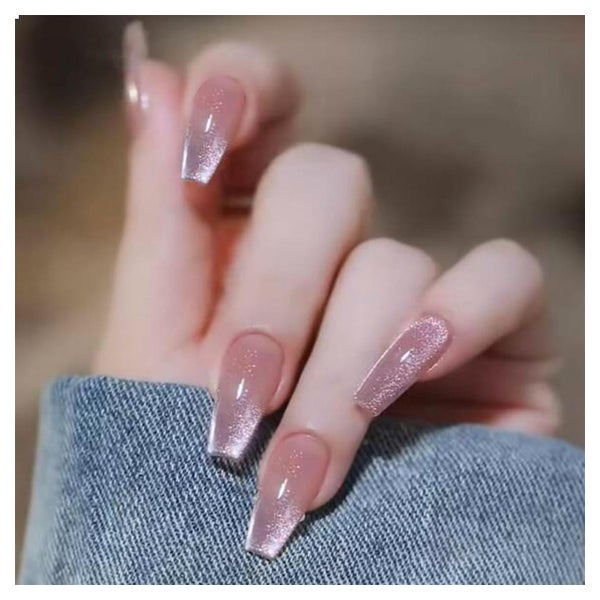 Nudefarbene Press on Nails Set 24 Stück Gradient Glitzer Lan 1 St