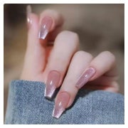 Nudefarbene Press on Nails Set 24 Stück Gradient Glitzer Lan 1 St