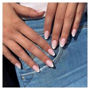 Kunstnägel Oval Kurz French Nude Weiß Acryl Presson white&am 1 St
