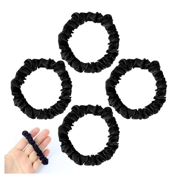 4 Stück Seide Schwarz Satin Scrunchie Haargummi Ringe Mädche 1 St