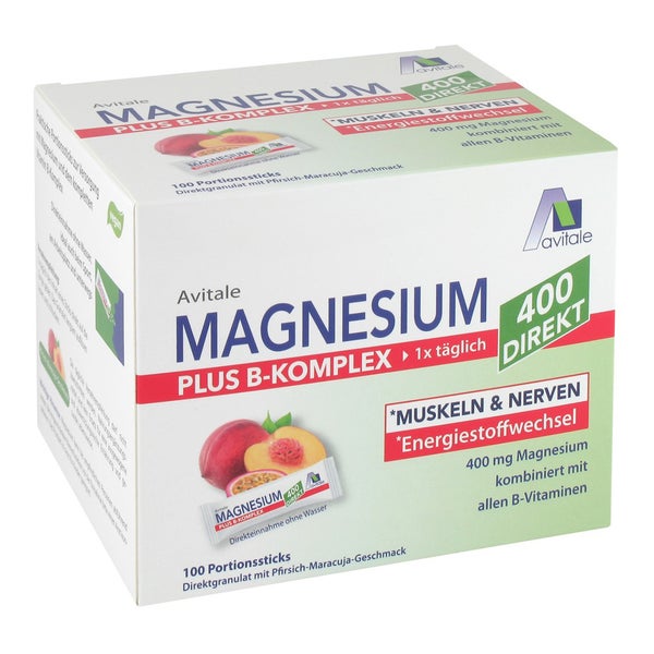 Magnesium 400+B-Komplex direkt Pfirsich-Maracuja 100X2,5 g