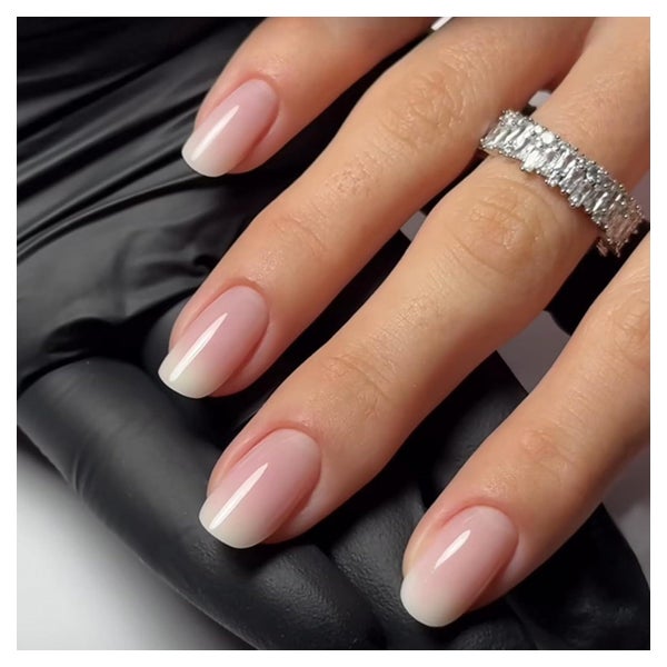 Künstliche Nägel 24 Stück kurz quadratisch Nude Pink Verlauf 1 St