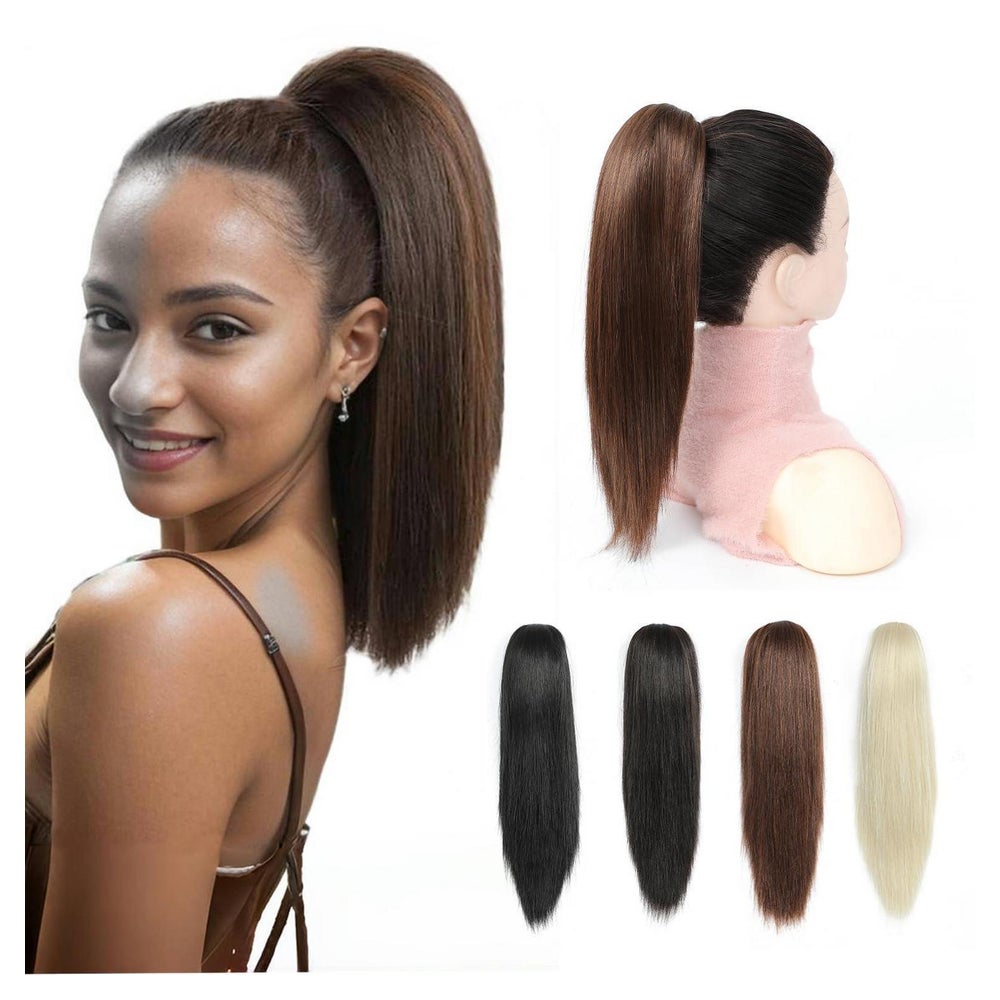 Pferdeschwanz Clip Haarteil synthetisch Extensions Mittelbra 1 St