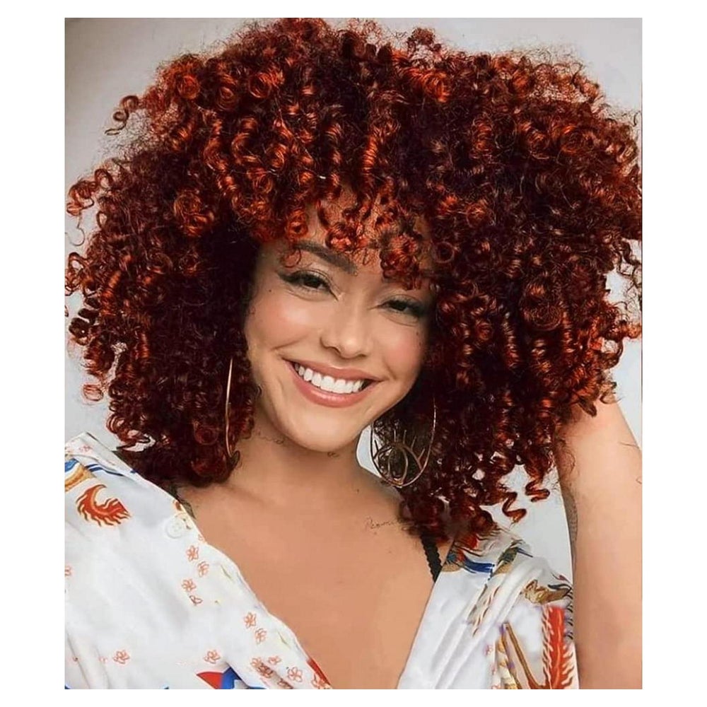 Perücke Afro Ombre Kupferrot Lockig Pony Kurz Damen Ombre Or 1 St