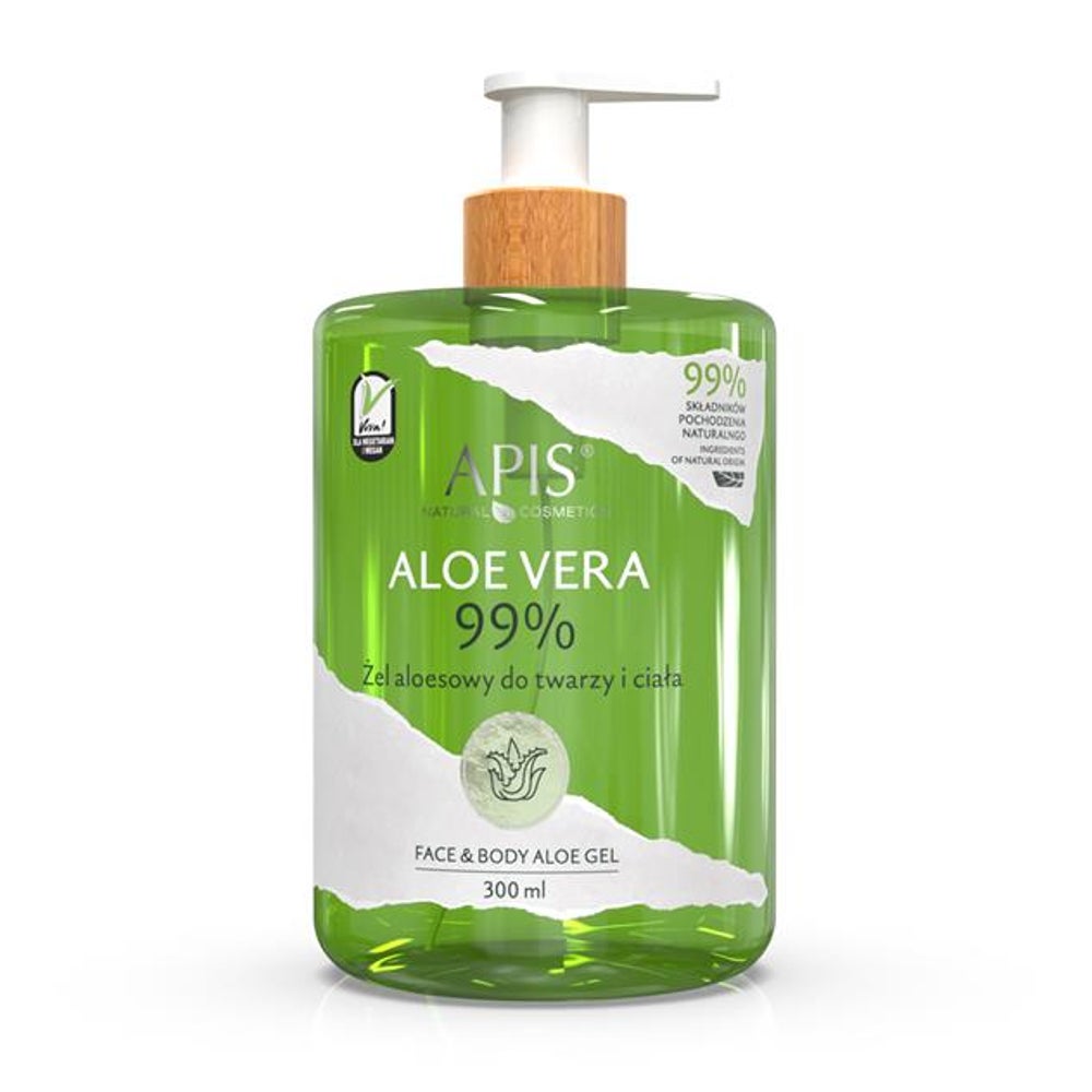 APIS NATURAL ALOE VERA, Aloe Vera Gel für Gesicht und Körper -  99% 300 ml