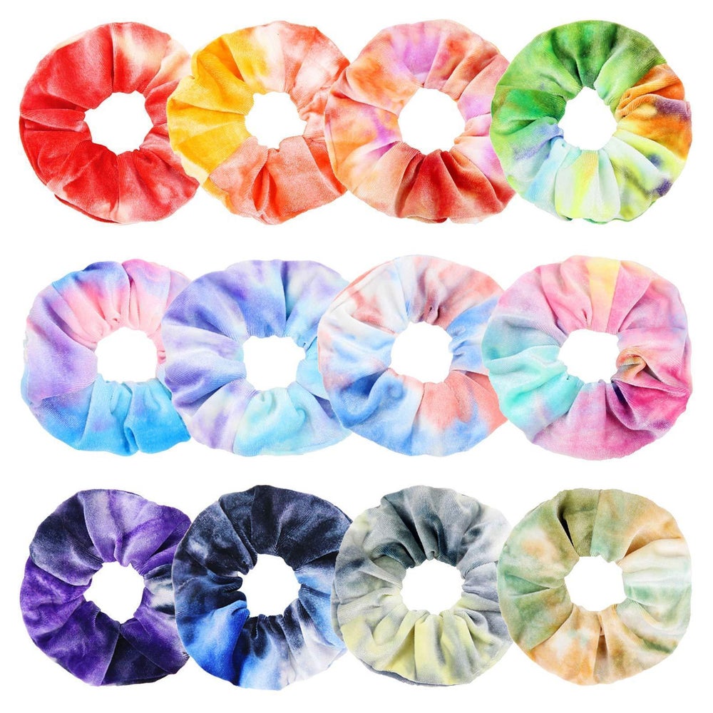 12er Set Batik Haargummis Scrunchies aus Samt für Frauen Mäd 1 St
