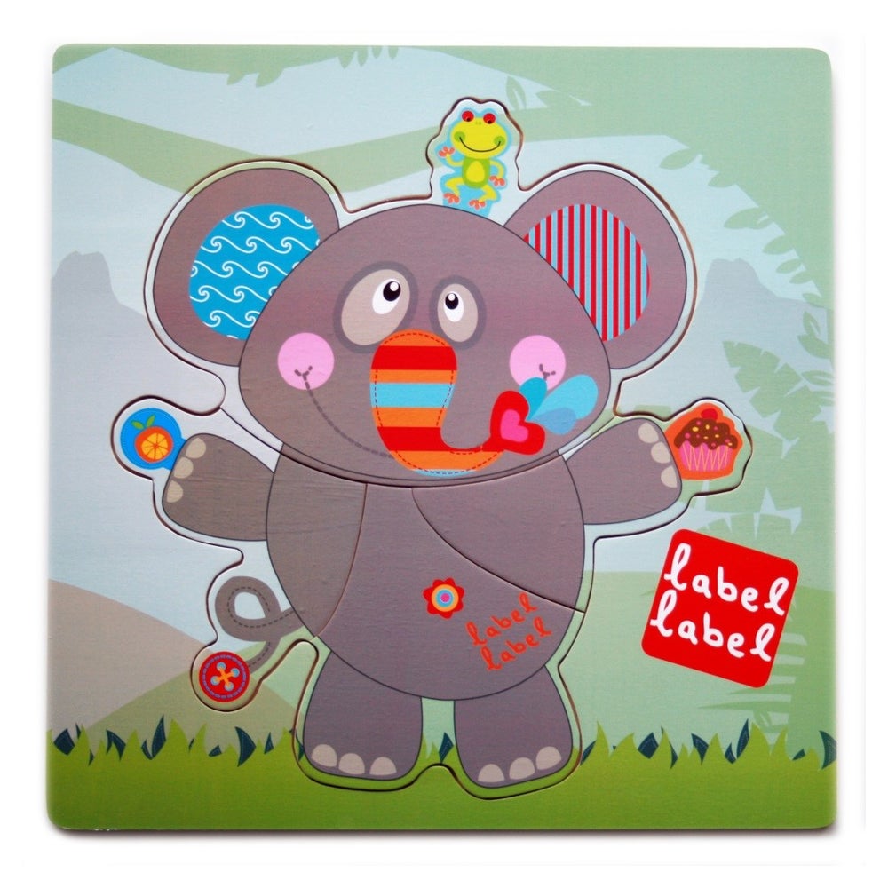 Label-Label Steckpuzzle / Holzpuzzle / Greifpuzzle Elefant 1 St