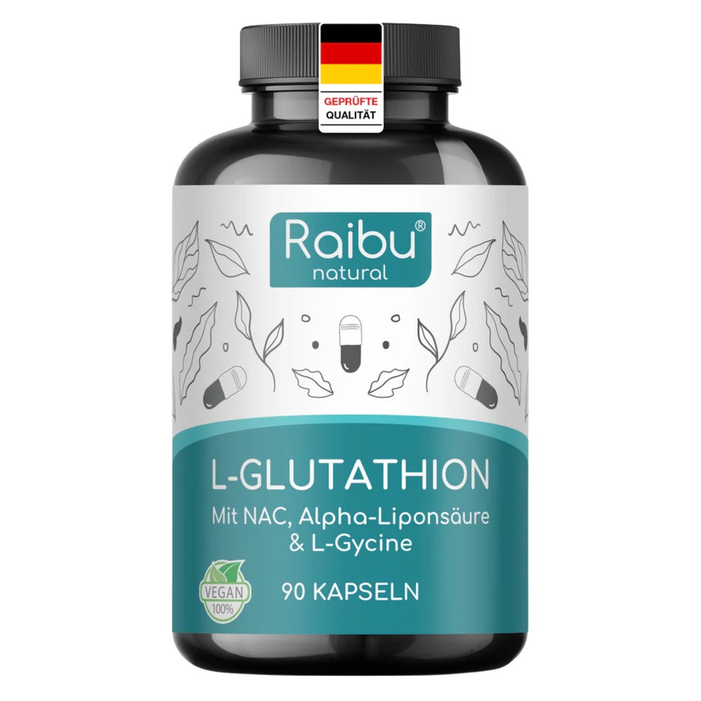 L-Glutathion Kapseln Hochdosiert, mit NAC, Alpha-Liponsäure & L-Glycin - RAIBU 90 St