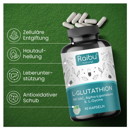 L-Glutathion Kapseln Hochdosiert, mit NAC, Alpha-Liponsure & L-Glycin -  RAIBU 90 St online kaufen | DocMorris