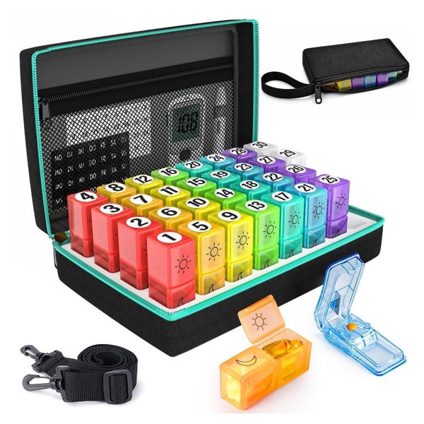 Yaklim Tablettenbox 31 Tage 2 Fächer Regenbogen