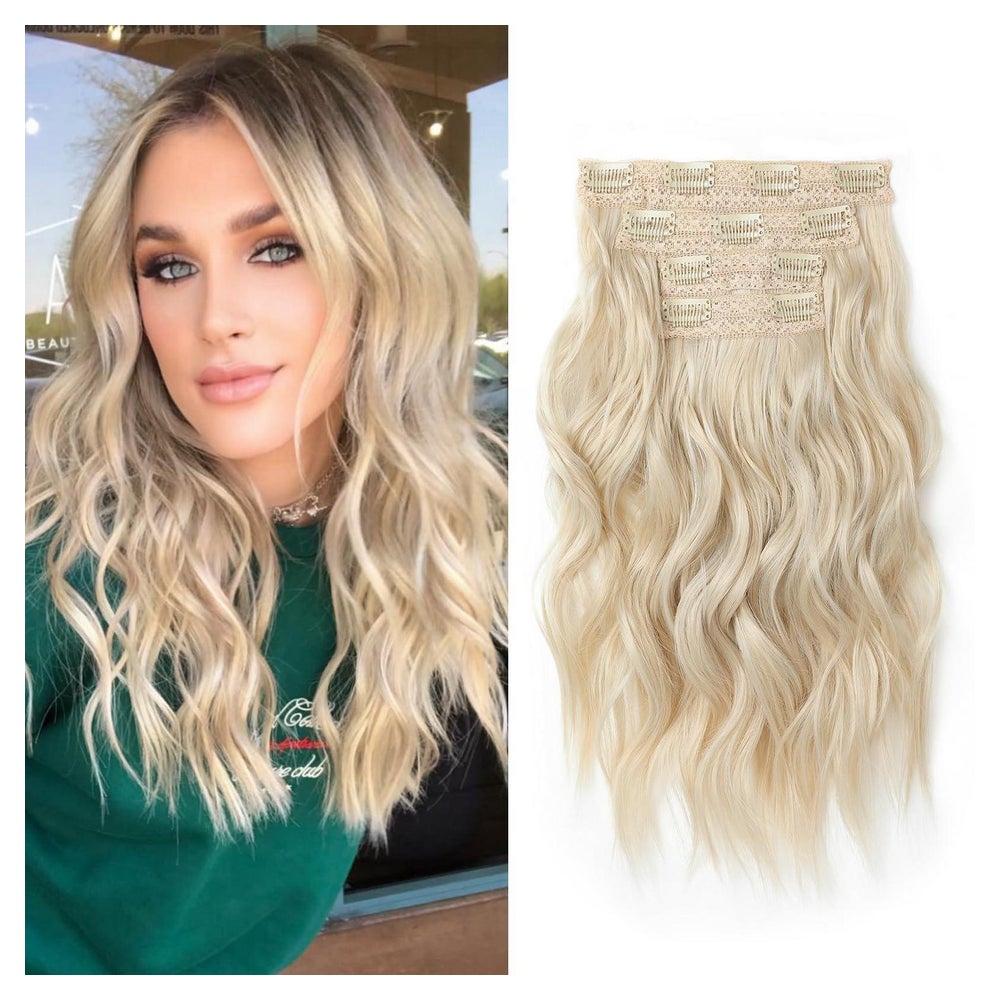 Haarverlängerung Clip In 35 cm 4PC Wellig 14 inch Hellblond 1 St