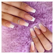 Künstliche Nägel French Weiß Strass Eckig Glossy 24 01white& 1 St