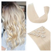 Clip in Extensions Echthaar Remy 8 Tressen 18 Clips 40 cm Pl 1 St