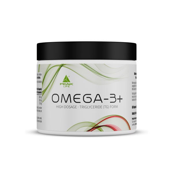 PEAK Omega-3+ - 60 Kapseln I Fischöl I Softgelkapseln I hochkonzentriertes EPA und DHA I Triglycerid (TG) - Form I hohe Bioverfügbarkeit 85 g
