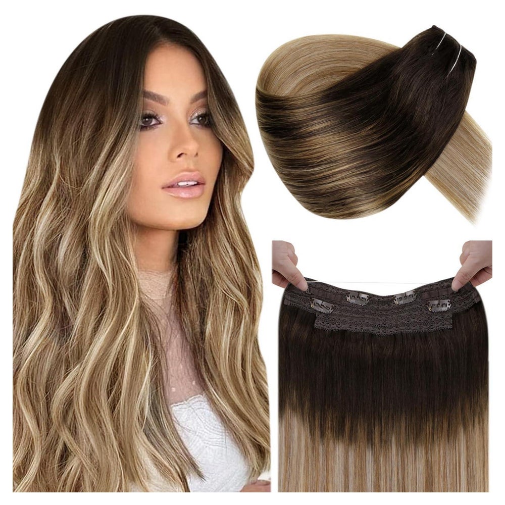 Haarverlängerung Echthaar Balayage Dunkelbraun 40 cm-w 1-1-# 1 St
