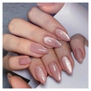 Press On Nails Kurz Almond Nude Rosa Cat Eye Magnetic CA2 1 St