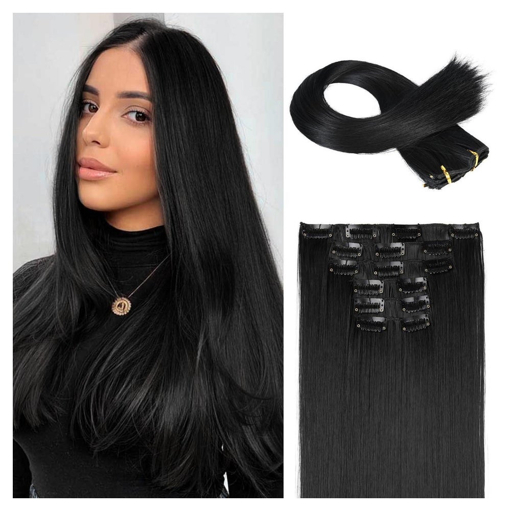 Clipin Extensions 6teilig Haarteil Frauen 61 CM Schwarz 1 St