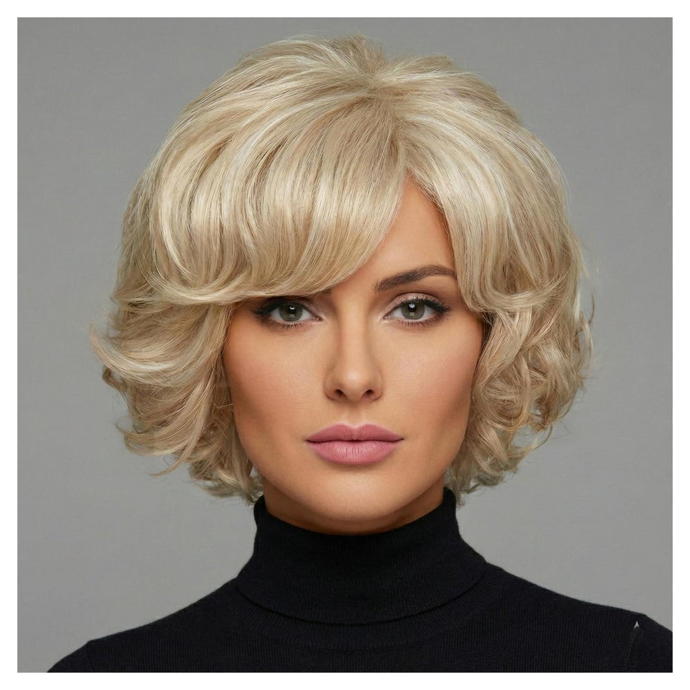 Perücke kurz lockig blond Seitenteil Pixie Pony 1 St