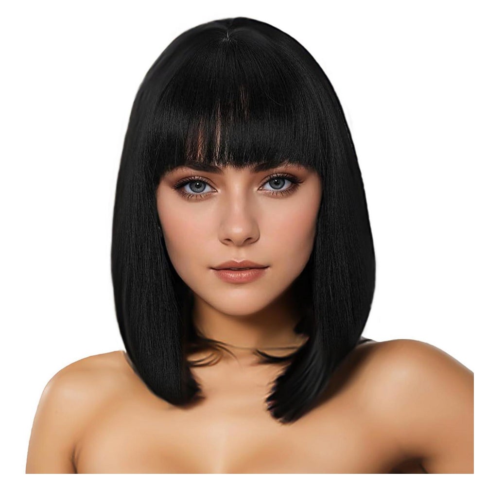 Perücke Bob kurz mit Pony schwarz blond 35 cm synthetisch 1 St