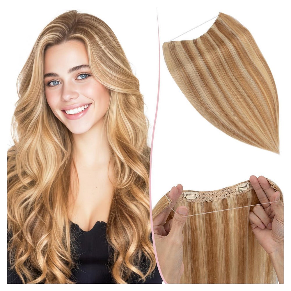 Haarverlängerung Echthaar 50 cm - 70g Weissbraun Hellblond # 1 St
