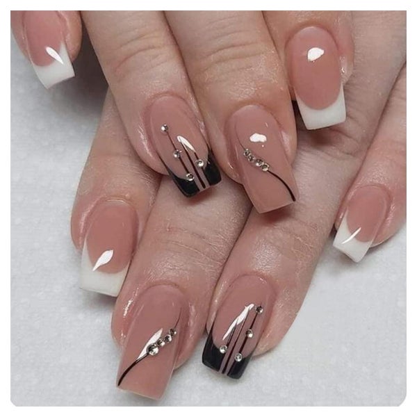 Falsche Fingernägel Französisch Ballerina Strass Rosa 24 Sti 1 St