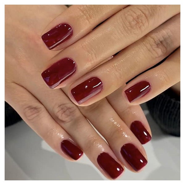 MrCuvaryas Burgunderrote Press on Nails kurz - 24 Stück Full Cover Fake Nails