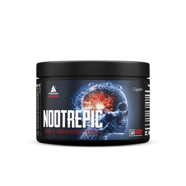 PEAK NootrEpic - 240g - Geschmack Cherry I 30 Portionen I Pulver I Performance-Booster I koffeinfrei I mit Cognizin Citicolin I Panax Ginseng I Bacopa Monnieri I Ginkgo Biloba I Biohacking 240 g