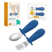 Edelstahl Kinderbesteck Set mit Silikon Griffen 1 St