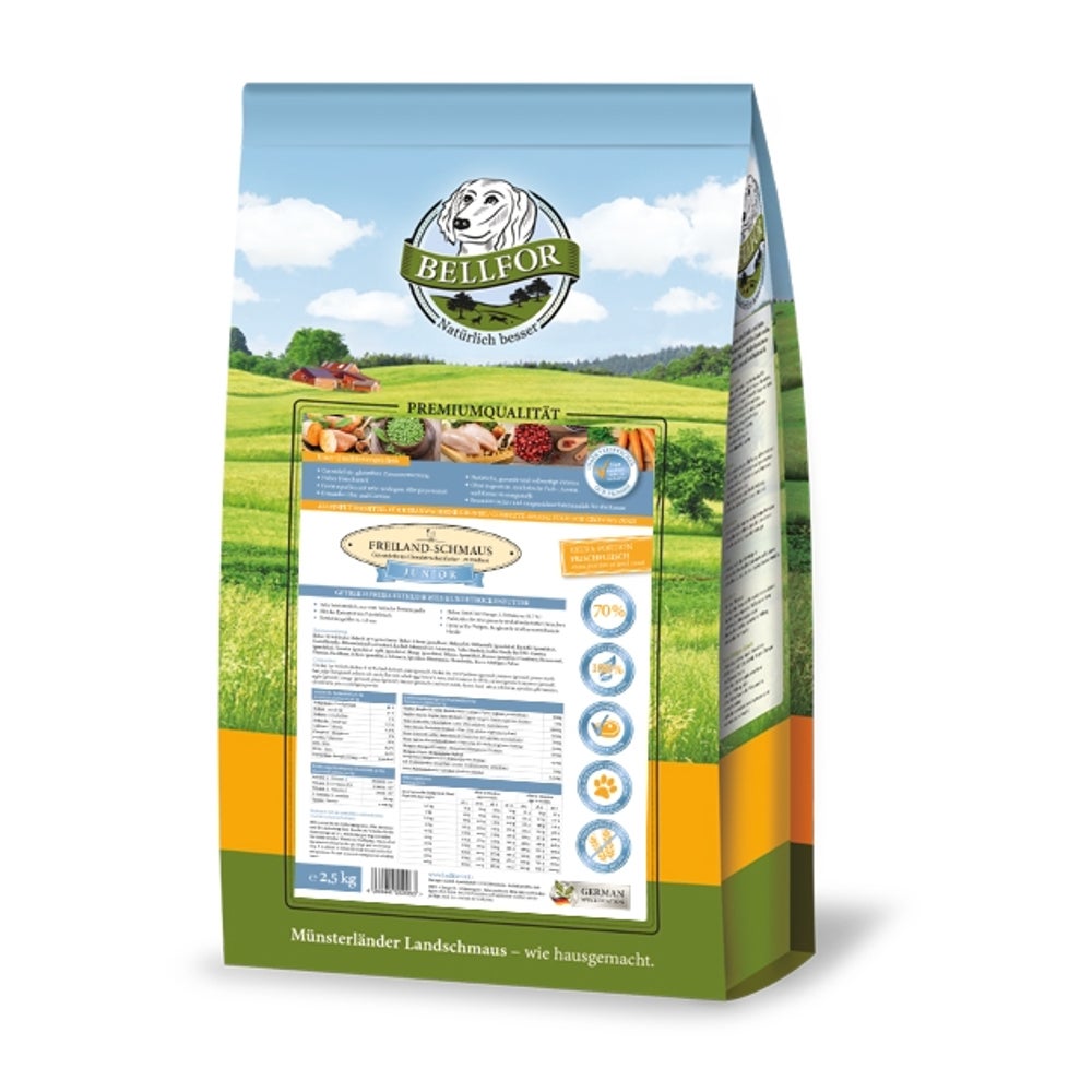 Bellfor Trockenfutter für Welpen - Freiland-Schmaus Junior 2,5kg