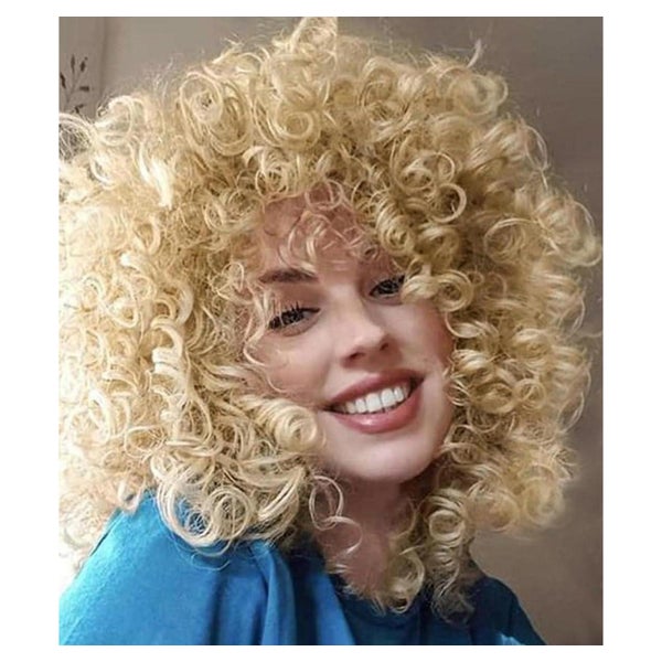Perücke Afro lockig kinky curly Bob Pony Kunsthaar Damen Blo 1 St
