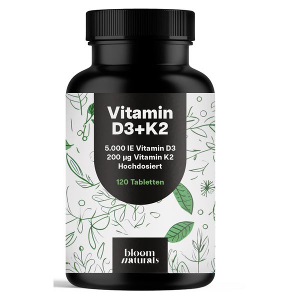 Vitamin D3 K2 5000 IE - 120 Tabletten - Bloom Naturals 120 St