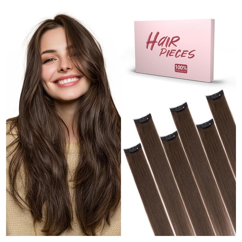 Clip in Extensions Echthaar Remy 6 Tressen 40 cm - 40g Dunke 1 St