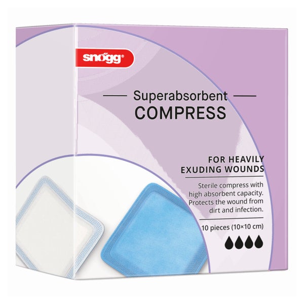 Snögg Animal Care Superabsorbent Compress, 10 x 10 cm, 10 Stück - steriler Wundverband für Tiere 1 St