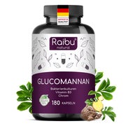 Glucomannan Kapseln Hochdosiert, mit Bakterienkulturen, Chrom & Vit B3 - RAIBU 180 St