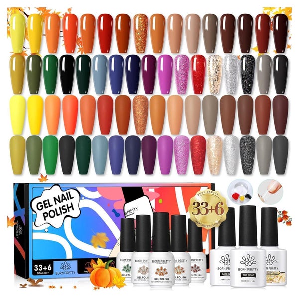 Nagellack UV Gellack Set 39PCS Braun Nude Schwarz Rot Weiß E 1 St