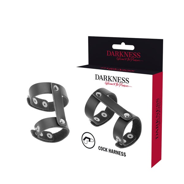 Darkness - Verstellbarer Penis- und Hodenring aus Leder 1 St