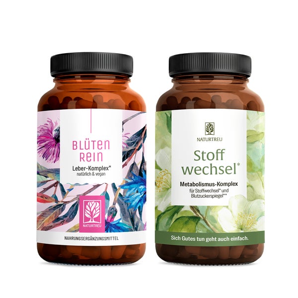 Fettstoffwechsel-Paket: Mariendistel, Artischocke + Cholin & Metabolismus Komplex in einem veganen Bundle - BLÜTENREIN & STOFFWECHSEL - NATURTREU® g