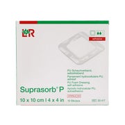 Produktabbildung: Lohmann & Rauscher Suprasorb P PU-Schaumverband, steril, selbstklebend, anatomisch geformt - 1 Packung = 10 Stück, Maße: 10 x 10 cm 10 St